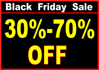 Black Friday 305 - 70% Off Sale Poster &ndash; Yellow Red Black Bold A4