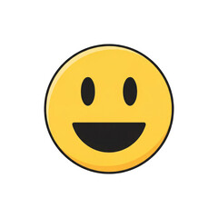 Fototapeta premium Happy yellow face smiling with black eyes and mouth simple design.