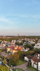 Aerial view of colorful luxury houses in Houston, Woodlands in Texas, United States