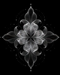 Abstract Floral Pattern in Delicate Lines and Dark Background