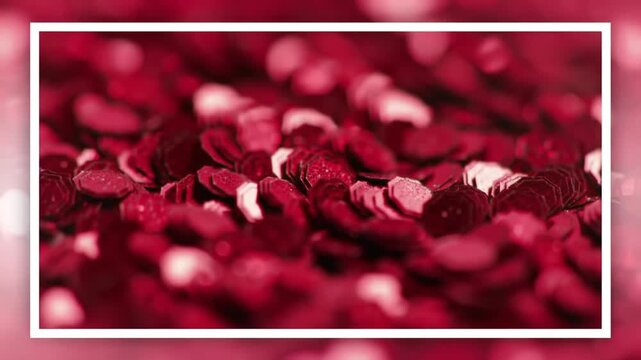 Abstract Macro Shot of Red Sequins with Bokeh Effects, Perfect for Festive Backgrounds and Designs