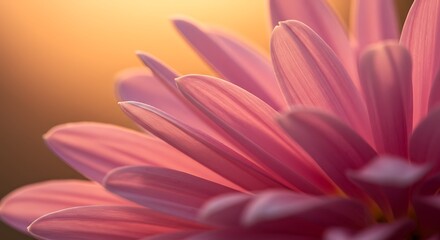Close up of pink flower petals soft lighting and warm background