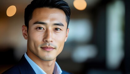 Portrait of a confident Asian man with a slight smile, looking directly at the viewer.