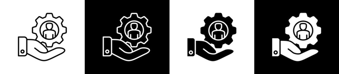 Responsibility  icon variations in line and glyph style on black and white background
