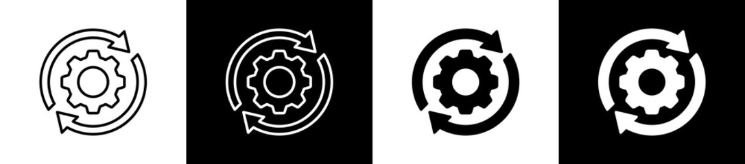 Operation  icon variations in line and glyph style on black and white background