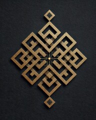 Intricate Geometric Pattern in Gold Against Dark Background