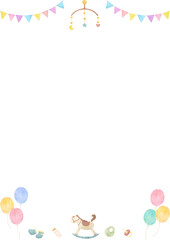 水彩風ベビー用品フレームイラスト