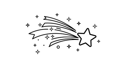 Hand drawn shooting star with sparkles illustration