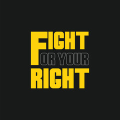 Black t shirt with gold glitter text saying fight for what is right hanging on a rustic wooden background