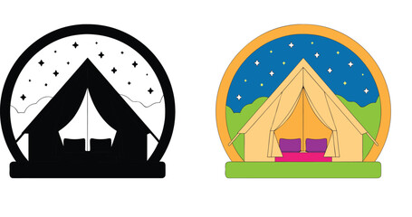 Cozy glamping tent under starry night sky with plush bedding, inviting adventurous travelers to experience nature's embrace.