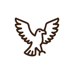 Obraz premium Brown outline icon of a peaceful dove with wings spread wide representing freedom