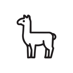 Obraz premium Charming Llama Alpaca Outline Icon Simple Animal Graphic Black and White Design