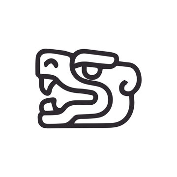 Ancient Mesoamerican stylized head glyph design vector art illustration