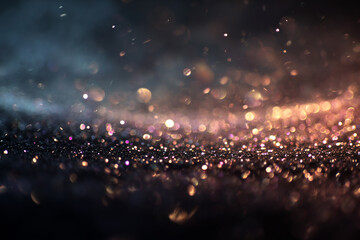 Warm Golden Bokeh Lights Drifting with Magical Sparkle on Dark Background