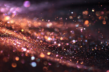 Warm Golden Bokeh Lights Drifting with Magical Sparkle on Dark Background