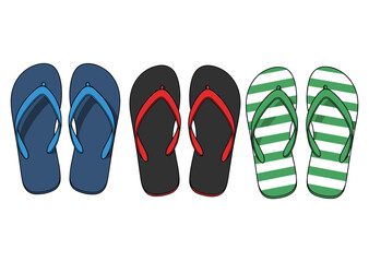 Fototapeta premium Flip Flops Colorful Beach Sandals Collection on White