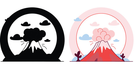 Dynamic volcano erupting with smoke and clouds creating a powerful natural spectacle