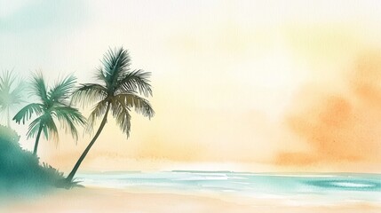 Fototapeta premium Stunning panoramic view of a tropical landscape with palm trees. 