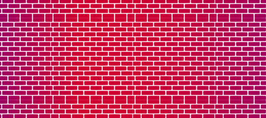 Geometric brick pattern featuring repetitive, rectangular bricks in white lines on a red-pink gradient background