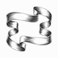 Vintage Hand-Drawn Ribbon Banner in Engraving Style