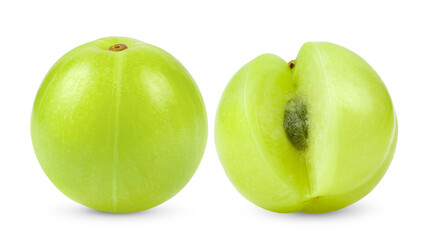 Fresh Indian gooseberries on transparent png ( Image from camera)