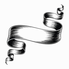 Vintage Hand-Drawn Ribbon Banner in Engraving Style