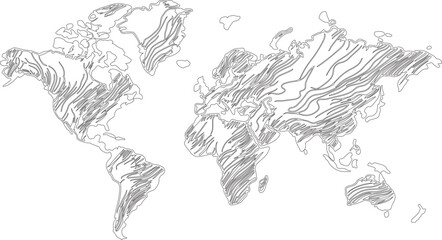 vector illustration of a sketch of the world map or line art or hand drawn sketch art of a world map.