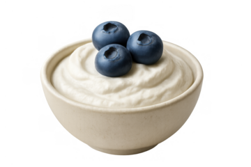 Yogurt bowl with fresh blueberries, a creamy and healthy breakfast or snack option, dairy product on transparent background