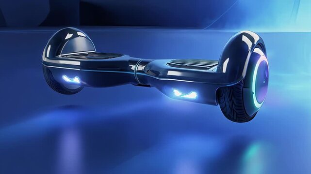 Futuristic self-balancing scooter with neon lights