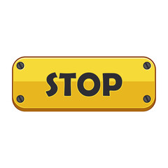 Yellow Metal Stop Button Icon with Screws