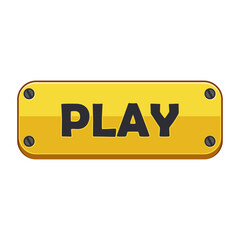 Yellow Metal Play Button Icon with Screws