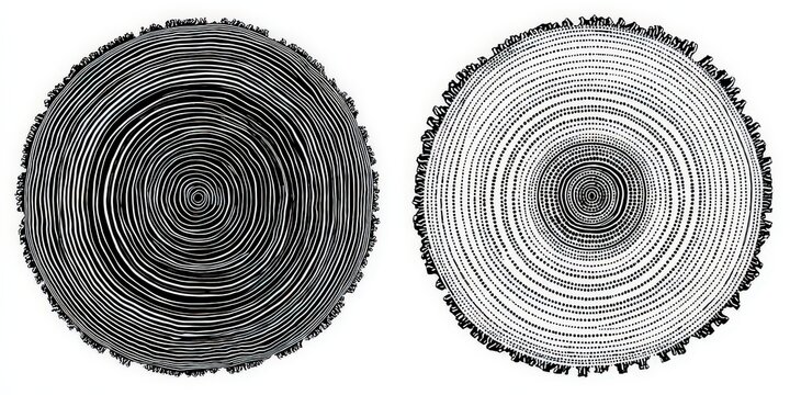 Symmetrical Circular Patterns in Black and White With Distorted Lines and Geometric Shapes Optical Illusion Creates a Sense of Movement