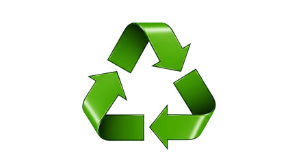 Obraz premium A green recycling symbol with three arrows on a white background ,png