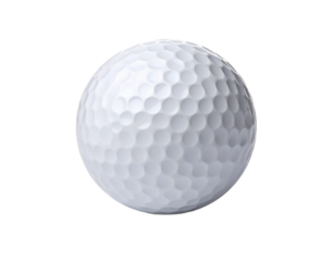 Isolated white golf ball close up on black background for golfers on transparent background