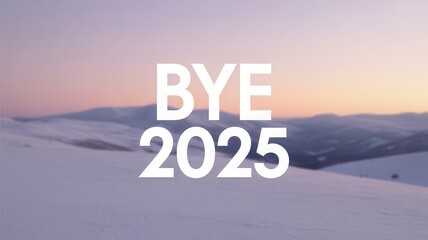 A snowy landscape bids farewell to 2025 with a serene sunset backdrop