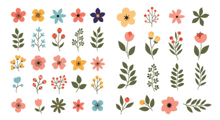 Delicate floral elements for spring designs, perfect for adding a touch of nature to your project with these simple, elegant botanical illustrations.