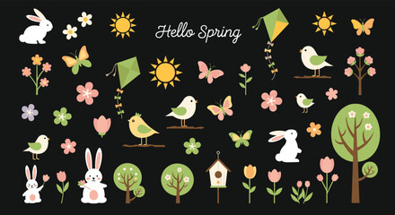 Celebrate spring with this adorable pattern featuring bunnies, butterflies, flowers, and sunshine, perfect for crafts and seasonal designs now