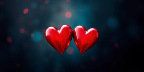 Two hearts, representing unity and a shared emotional bond,  romantic,  emotion