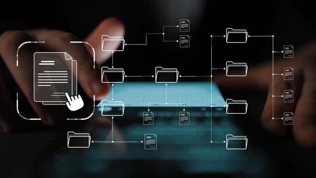 Digital file structure showing folder organization, file hierarchy, and document arrangement. File structure supports management, improves access, and file structure enhances clarity. Marrow