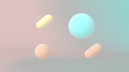 Soft pastel scene with floating rounded shapes on gentle gradient background