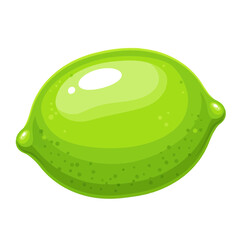 Fototapeta premium Realistic illustration of a single bright green lime fruit with glossy skin and small texture dots, isolated on