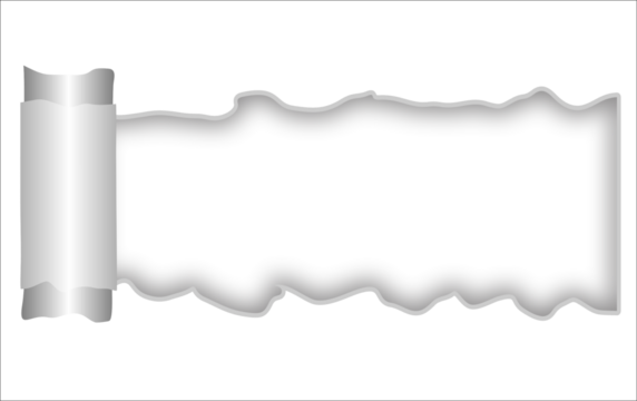 Realistic vector paper curl and peeling corner effect revealing blank copy space; horizontal scroll and rolled-up paper transition for advertising, revealing text, special offers, graphic design, abst