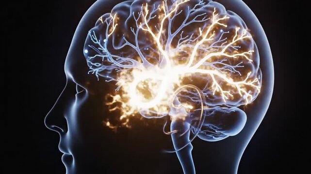 Neural Addiction Pathway, Glowing Dopamine Reward Loop in Brain