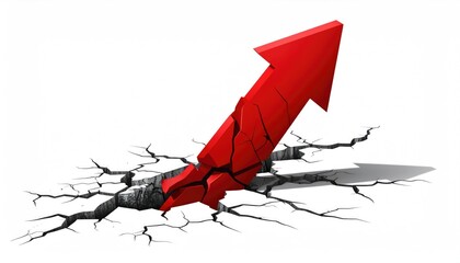 A red arrow breaking through the ground, symbolizing growth and progress. The image evokes a sense of breakthrough and overcoming obstacles.