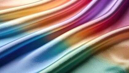 A close-up shot of a draped, colorful fabric. The fabric shimmers with a spectrum of vibrant hues, creating a sense of luxury and elegance. The smooth.