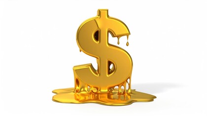 Golden dollar sign that looks like melting
