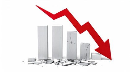 Economic crisis concept illustrated by a falling graph