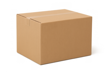 Cardboard box for shipping and delivery, sealed with tape, representing packaging, moving, and cargo logistics