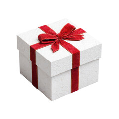 Obraz premium White Gift Box with Red Ribbon and Bow for Holiday Celebrations