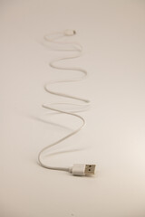 Fototapeta premium Cable with micro USB and USB connectors on a white background with clipping path